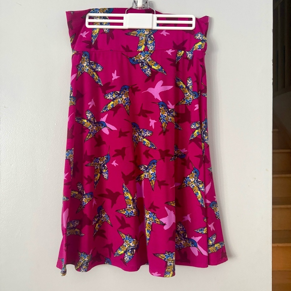 LuLaRoe Fuchsia Bird Print A-Line Skirt